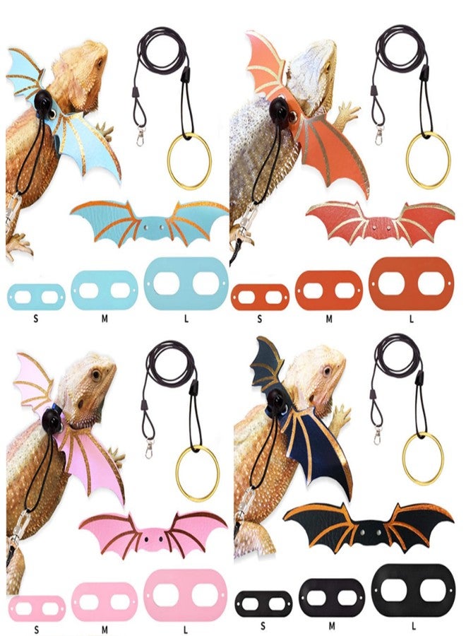 disclean Adjustable Lizard Harness and Leash Set with Wings 3 Pack S M L Soft Leather Reptile Costume Accessories for Bearded Dragon Chameleon Guinea Pig Small Animals Blue - Image 5